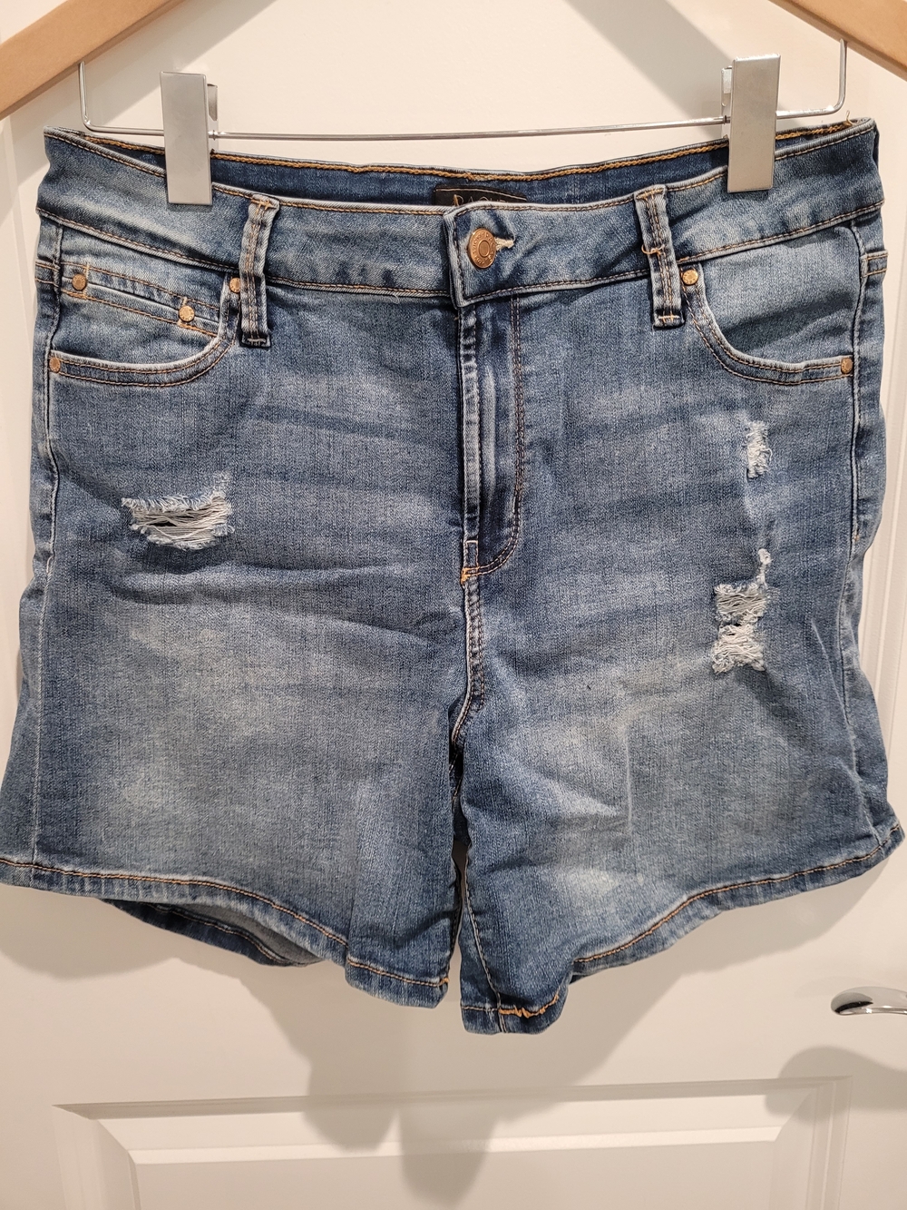Rachel Roy Women’s Distressed Denim Shorts - Light Blue